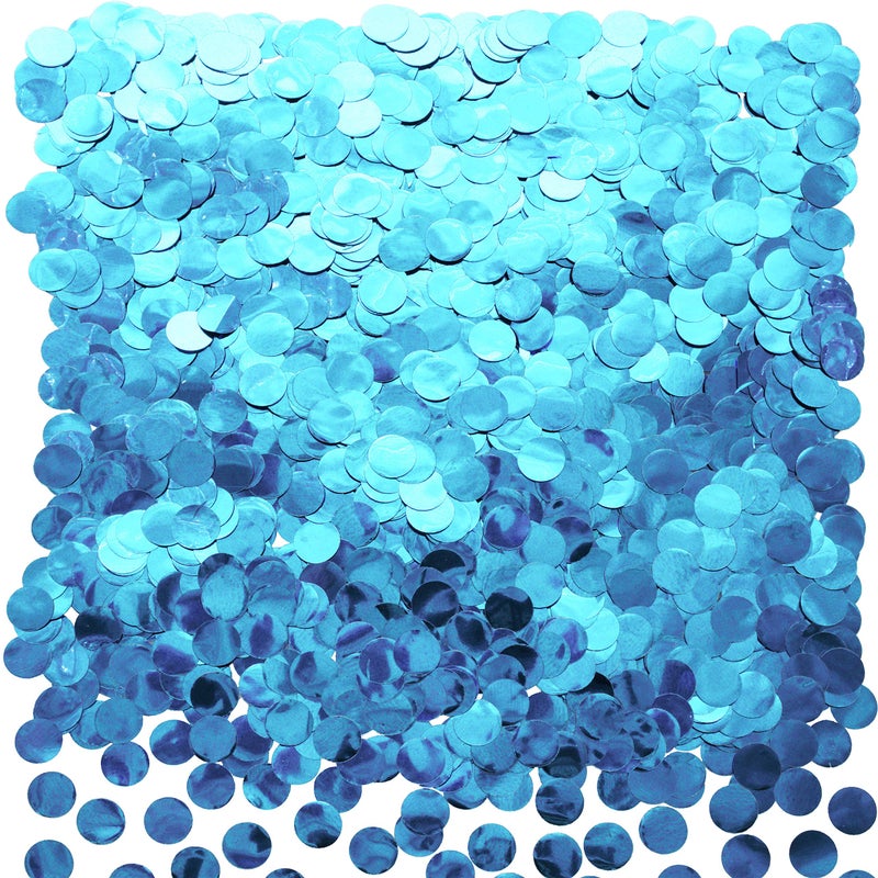 AWESON PARTY Light Blue Foil Metallic Round Table Confetti Decor Under the Sea Baby Shower Birthday Party Circle Dots Mylar Table Scatter Confetti Wedding Bachelorette Party Confetti Decorations, 60g - Image 1